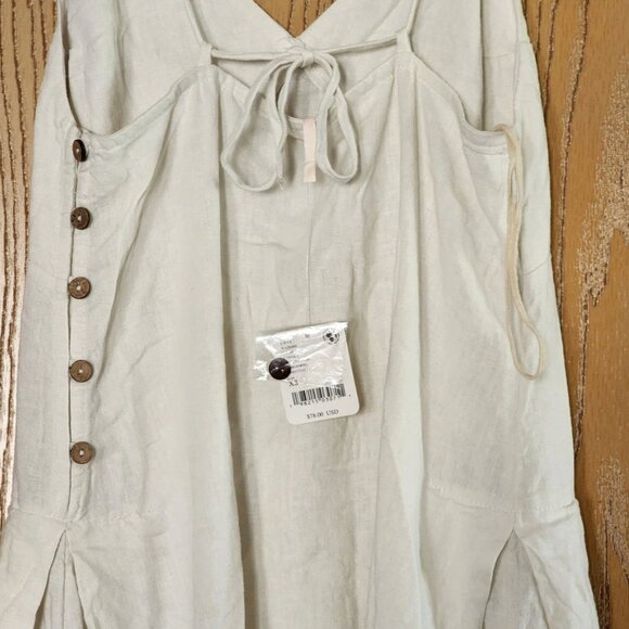 Free People Emmers Linen Midi Free-est Sleeveless Ivory Dress, Size XS,NWT - Picture 4 of 6